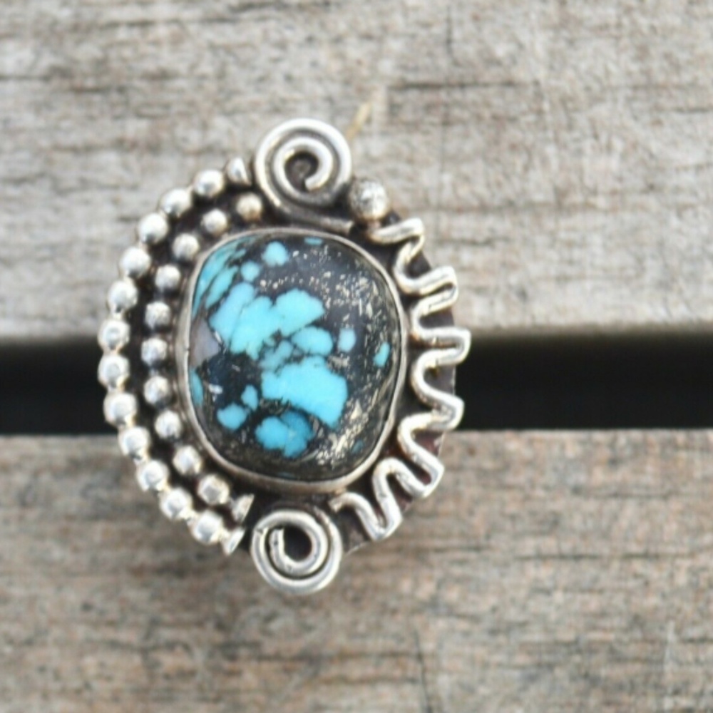 Old Blue Lander Dead Pawn Sterling Silver Ring 925 - Picture 5 of 7